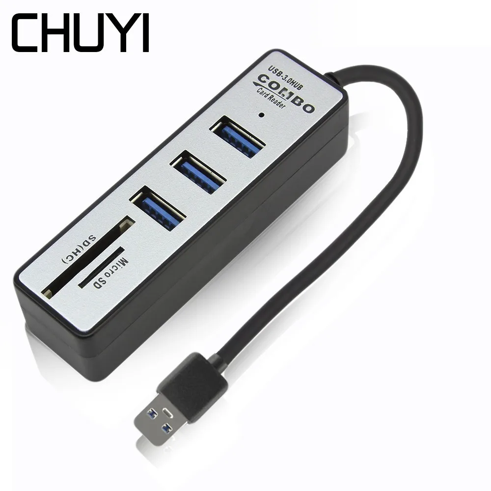 CHUYI High-speed COMB Usb Hub Usb 3.0 Multi 3 Ports Hub Splitter Adapter With Sd/Tf Card Reader For Macbook Computer Accessories