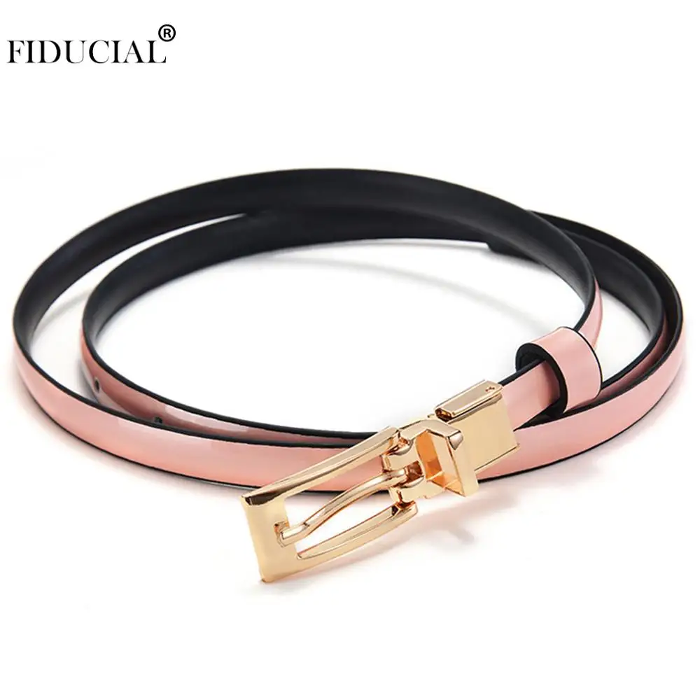 

FIDUCIAL Women's Pin Buckle Metal Women Leather Belt Ladies Genuine Dresses Female Waist Belts Luxury Brand 1.1cm Width FCO139