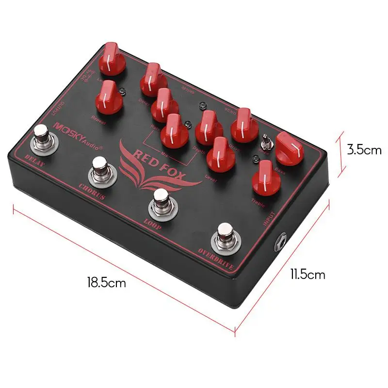 MOSKY RED FOX 4-in-1 Electric Guitar Effects Pedal Delay + Chorus + Loop + Overdrive Guitar Pedal Guitar Accessories MOSKY RED FOX 4-in-1 Electric Guitar Effects Pedal Delay + Chorus + Loop + Overdrive Guitar Pedal Guitar Accessories