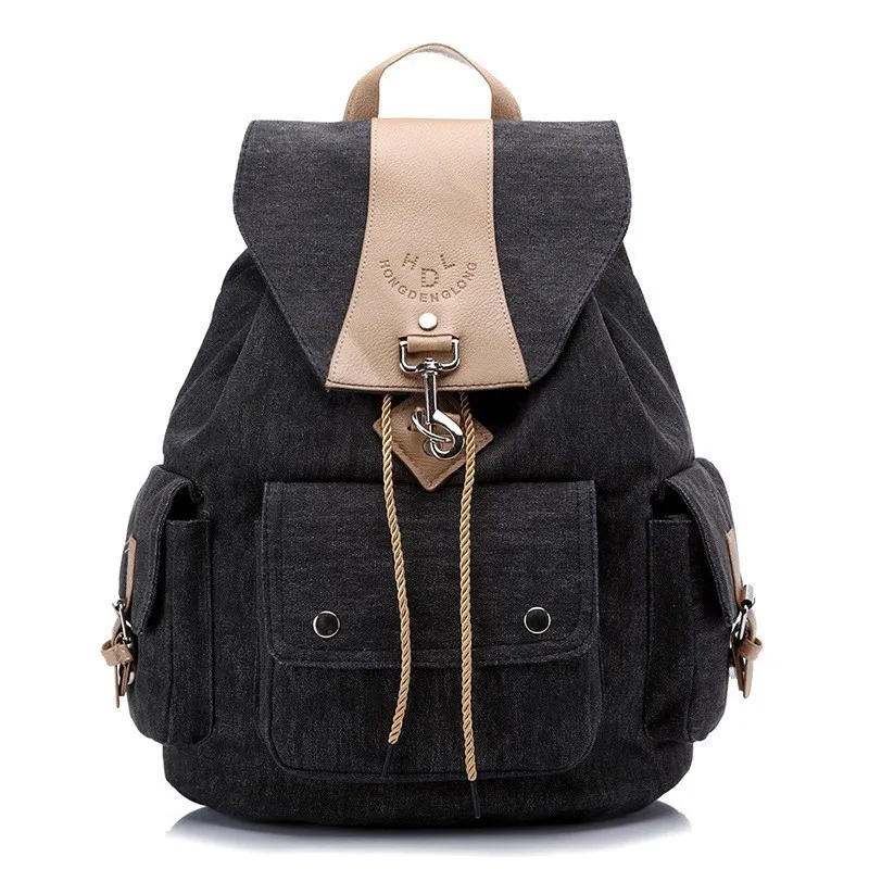 TTOU Casual Women Canvas Backpack Female Drawstring Backpack Large