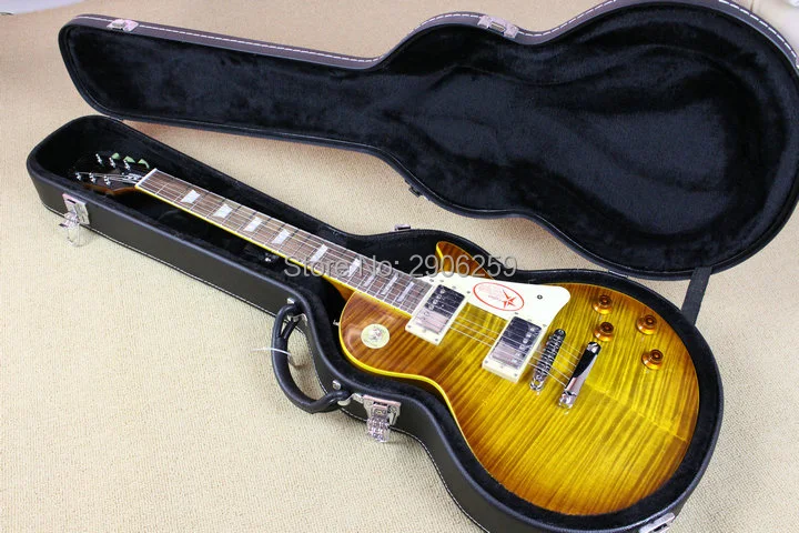 

Hot sale 1959 R9 model mahogany guitar ,real guitar pictures,flamed maple top,chrome hardware ,free shipping ,factory direct