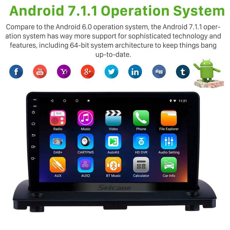 Clearance Seicane Android 8.1 Car GPS Navigation for 2004-2014 Volvo XC90 9 inch Radio Multimedia Player with Bluetooth Mirror Link WIFI 1