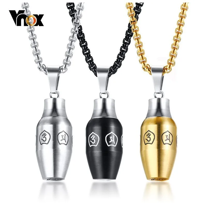 

Vnox Mens Cremation Urn Jewelry Necklace with Mantra Prayer Words Ashes Keepsake Memorial Gifts for Him