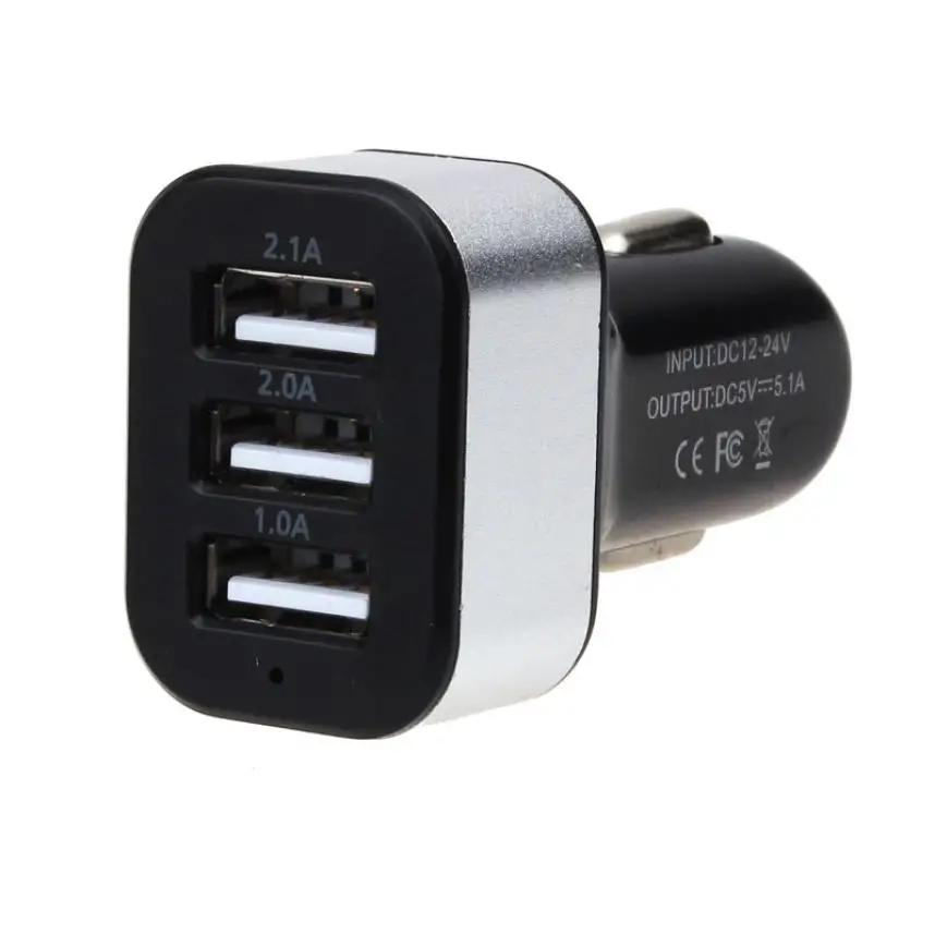 3-ميناء USB مهايئ شاحن 1 مصغرة سيارة شاحنة ملحقات الهاتف المحمول و أجزاء ل فون الأسود USB سيارة شاحن هواتف xiaomi الهاتف