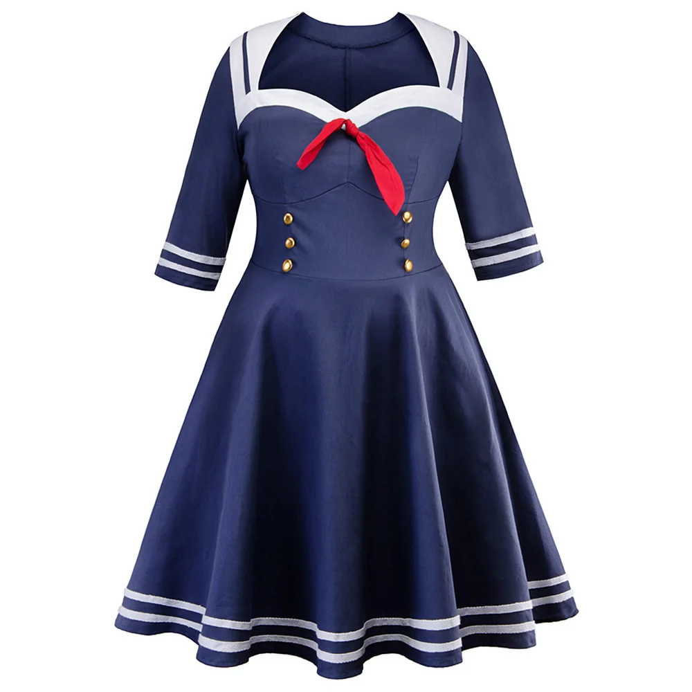 retro navy blue dress