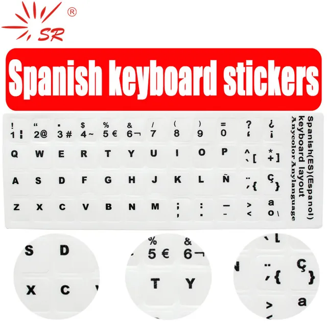 SR Commonplace Spanish Language 7 Sorts Keyboard Stickers Structure ...
