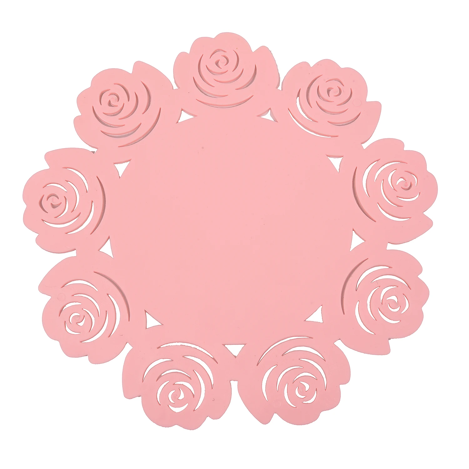 SOFT-PVC مكافحة الانزلاق الجدول حصيرة وسادة حرارية معزول إناء/ قدر حصيرة المطبخ تحديد الموقع روز كأس حصيرة ، 16 سنتيمتر الوردي