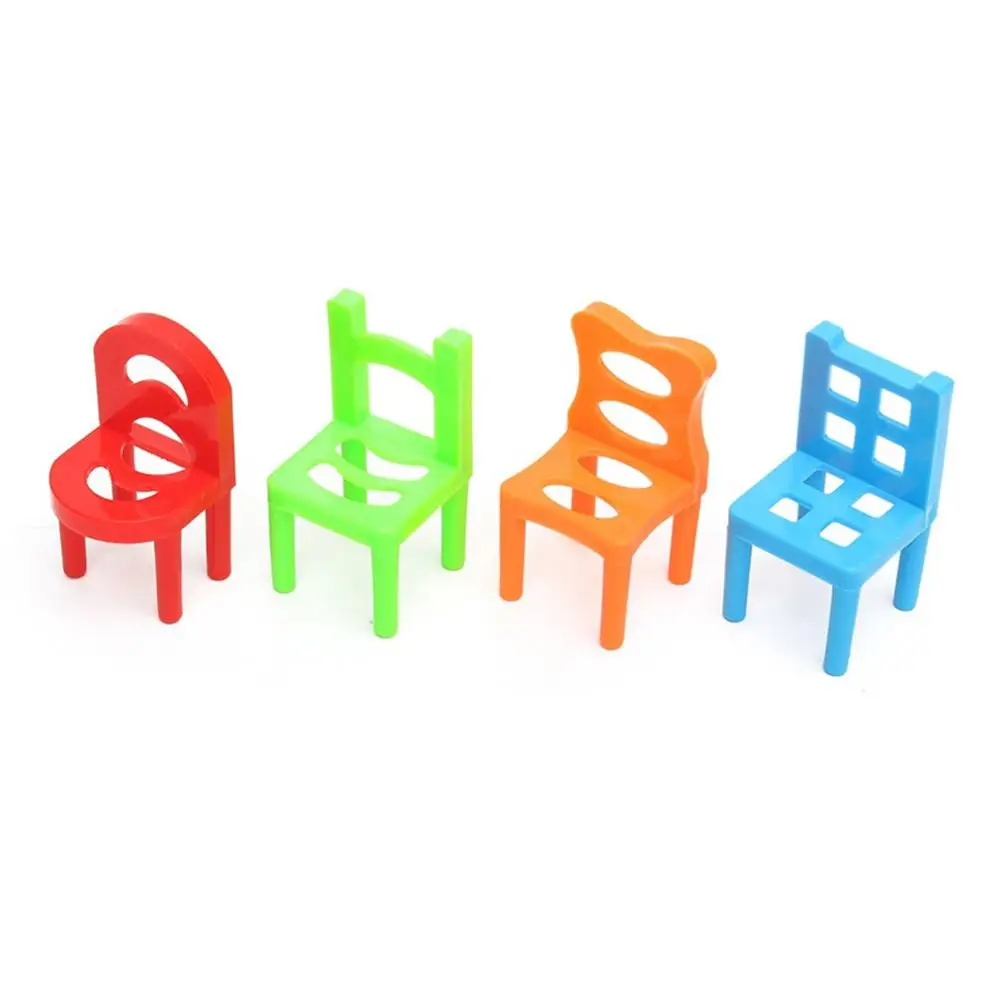  18Pcs/Lot Chair Shape Blocks Mini Plastic Balance Stacking Chairs Block Toy Kids Desk Play Game Toy