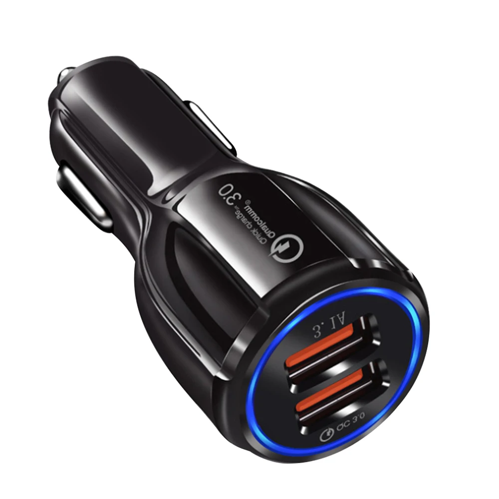 

TOENMAN Car Charger Tablet Dual Qualcomm Quick 3.0 USB Car Charger Gorgeous Blue LED Power Light For Smart Phone For SAMSUNG