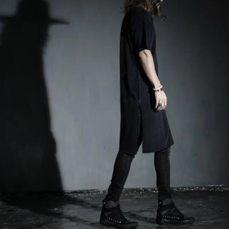 INCERUN Kurta Mens Dress T Shirts Short Sleeve Loose Kaftan Long Tee Jubba Muslim Arab Thobe Islamic Men Clothing Hombre Camisas