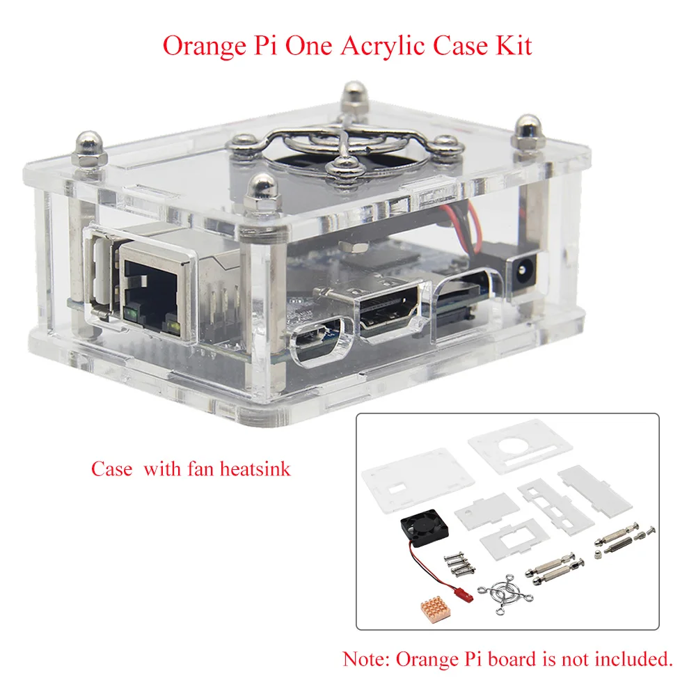 

Orange Pi One Acrylic Case Kit, Clear Transparent Protective Box / Enclosure + Heatsink + Cooling Fan for Orange Pi One