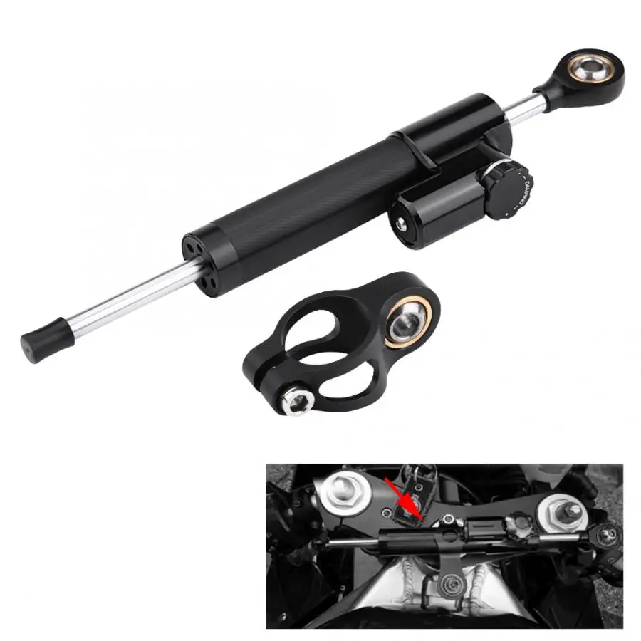 

Universal Steering Damper Aluminum Universal Motorcycle Steering Damper Stabilizer Linear Reversed Safety Control Black