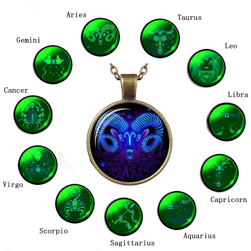 Ожерелье с подвеской в виде знака зодиака|luminous jewelry|birthday giftzodiac sign |