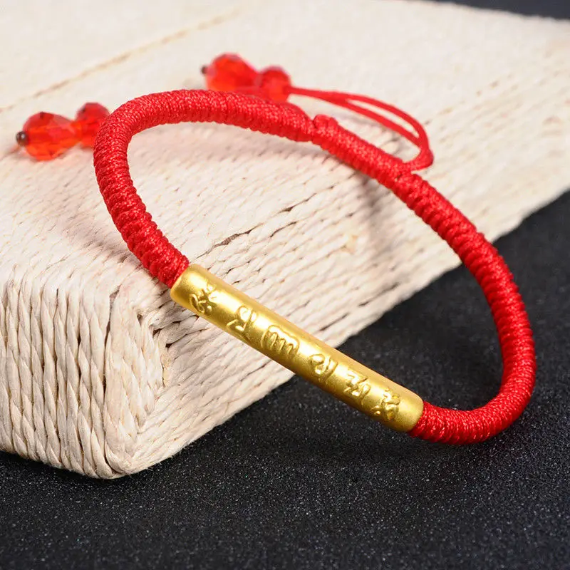 Однотонная повязка на руку 24k Gelbgold buddhissechs Wort Rohr золотая руку|Гибкие и жесткие
