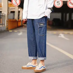 2019 Новый стиль Мужская Мода Тренд мешковатые Homme джинсы Повседневное синий свободные брюки-карго широкие штаны брендовые брюки плюс