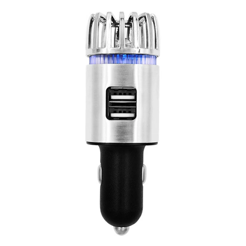 

Car Air Purifiers 2 In 1 Negative Ions With Dual Usb Charger Ionizer Air Freshener Ionic Odor Eliminator Smoke Bacteria Purifi