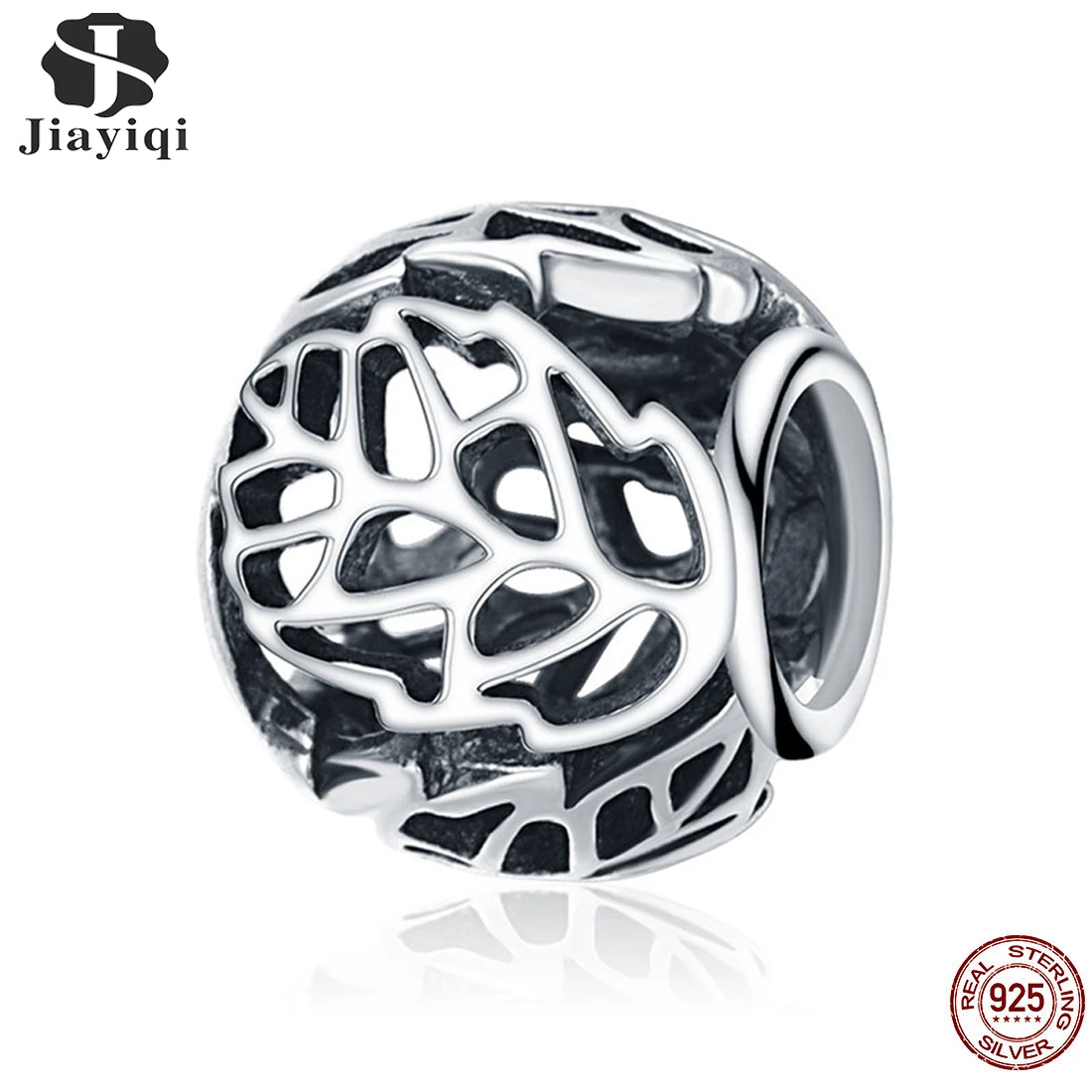 

Jiayiqi 925 Sterling Silver Vintage Leaves Hollowed Out Bead Charms Fit Pandora Women Charm Bracelets & Necklaces Silver Jewelry