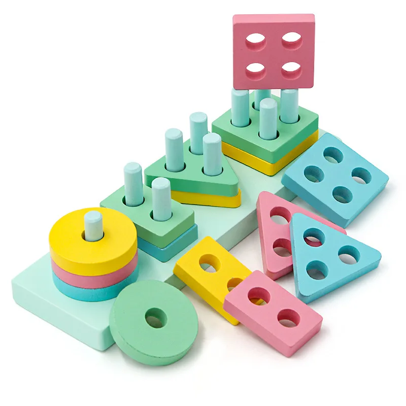 

Wood Baby Toys For Children Wooden Building Blocks Learning And Educational Candy Color Toys Kid Children Gift 1 Set Let's Make