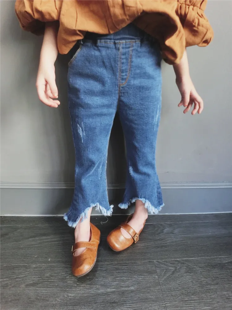 

The New Spring Children Baby Girls Jeans Trousers Pants Pants and Tassels 1-7 Ages Free Shipping