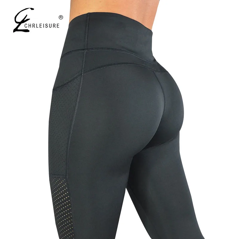 CHRLEISURE عالية مخصر يغطي الرجل المرأة يغطي الرجل الصلبة جيب طماق تنفس الأنثوية اللياقة البدنية طماق S-L