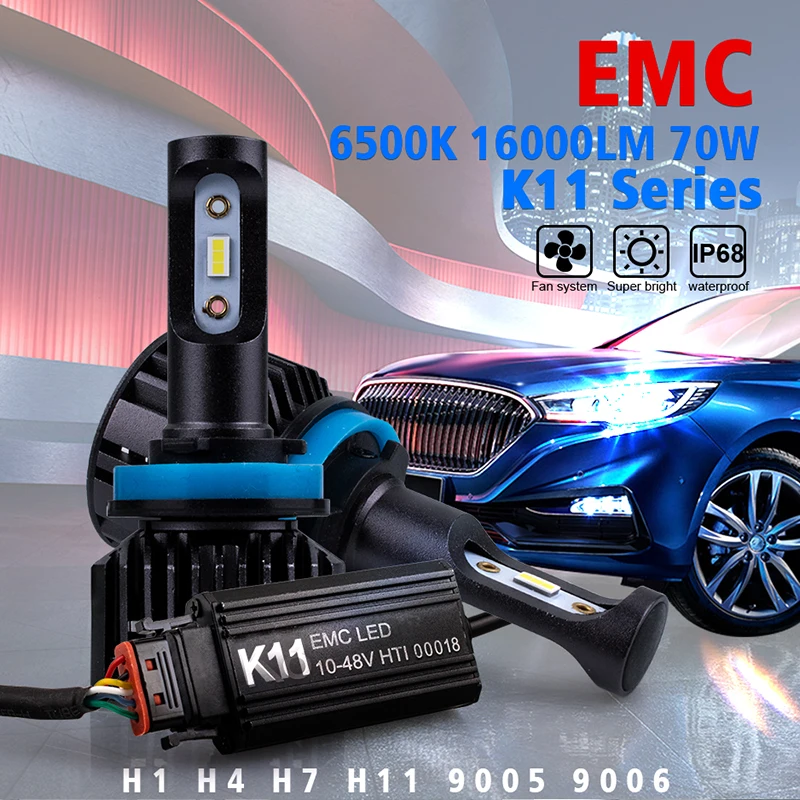 CARLitek H7 Led H11 H4 H1 Автомобильные фары анти EMC без радиопомех H8 H9 9006 9005 светодиодные фары мини-лампочки 6500K 16000лм 70 Вт