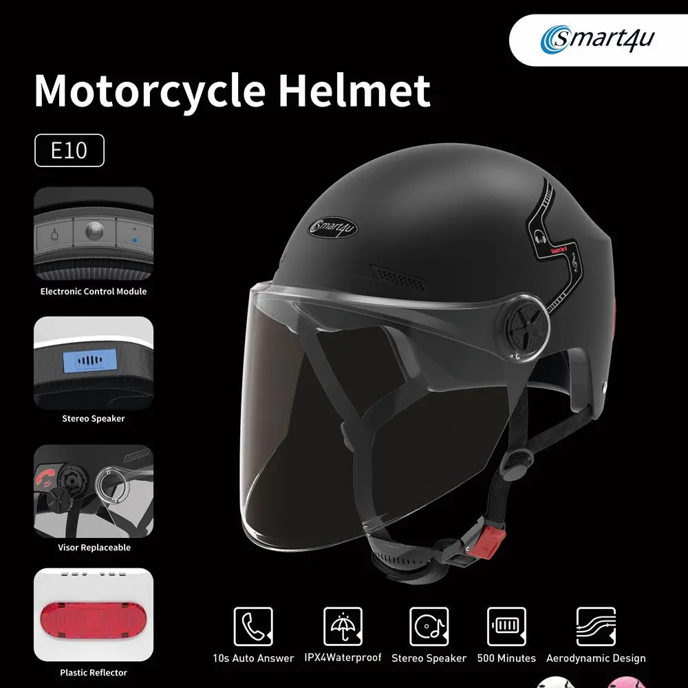 

XIAOMI Smart4u E10 Automatic Answering bluetooth Half Face Helmet For Motorcycle Scooter Electric Vehicle Bike