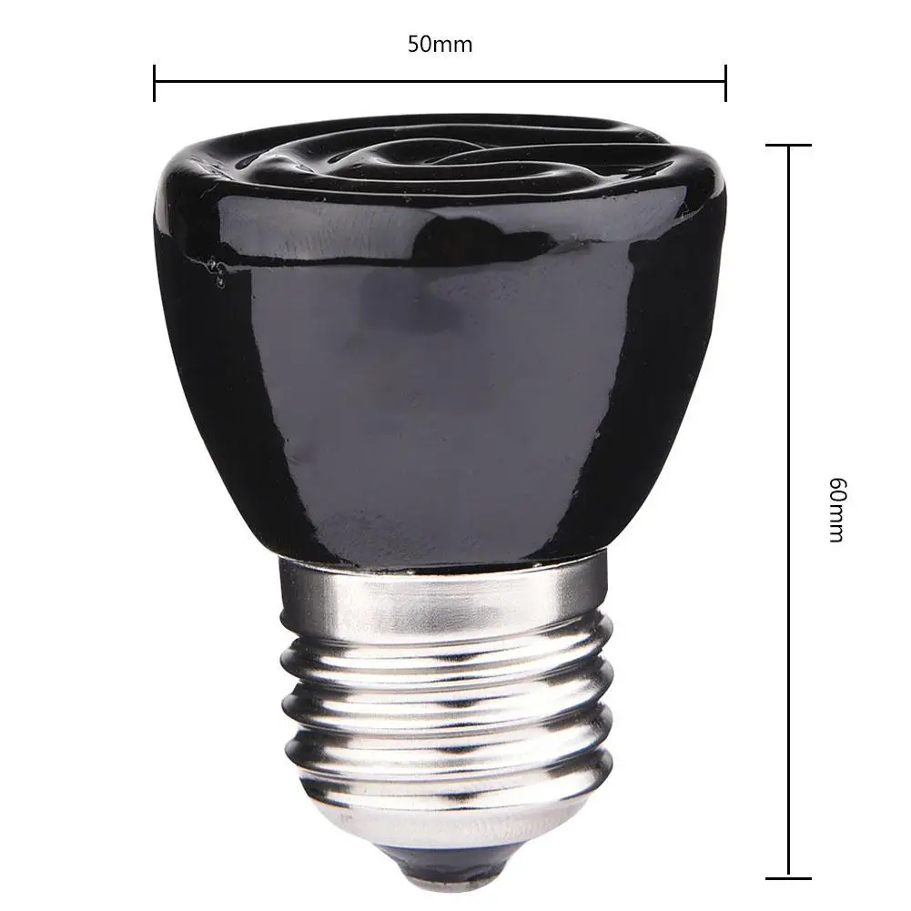 25W/50W /75W /100W E27 Far-Infrared Ceramic Pet Heating Lamp For Lizard Spider Reptile Box Warmer Light Bulbs Heat Bulb Black