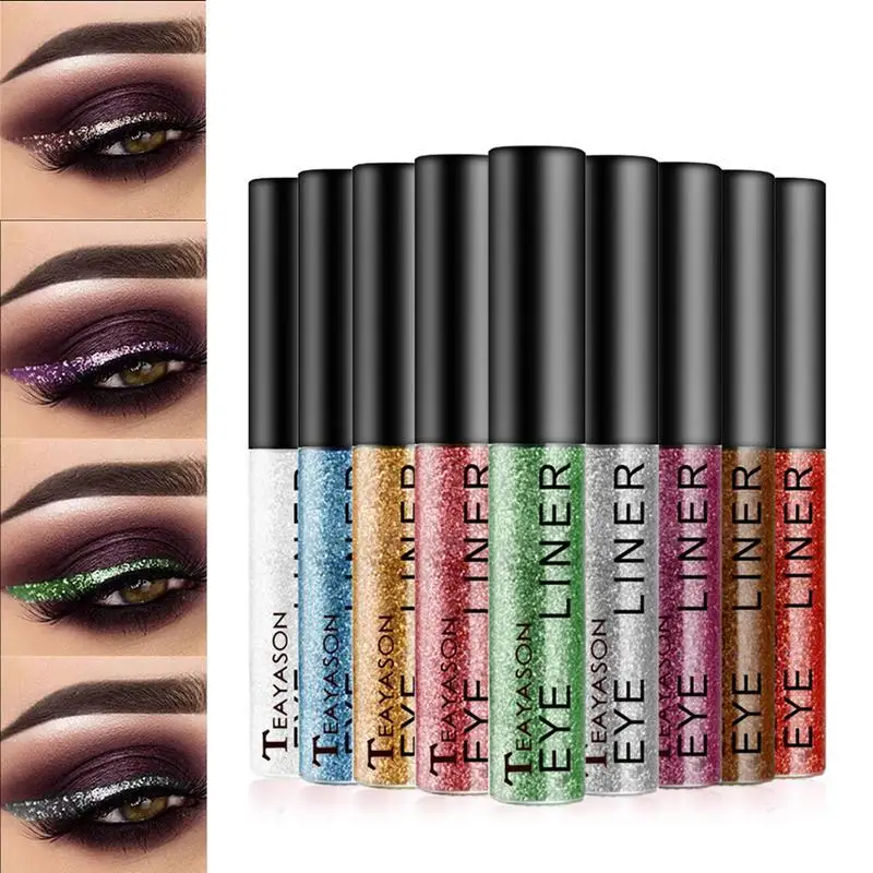 

Colorful Shiny Eyeliner Gold Silver Sequined Sparkling Eyeshadow Creates Vivid Eye Makeup Easy To Clean Lasting No Smudge
