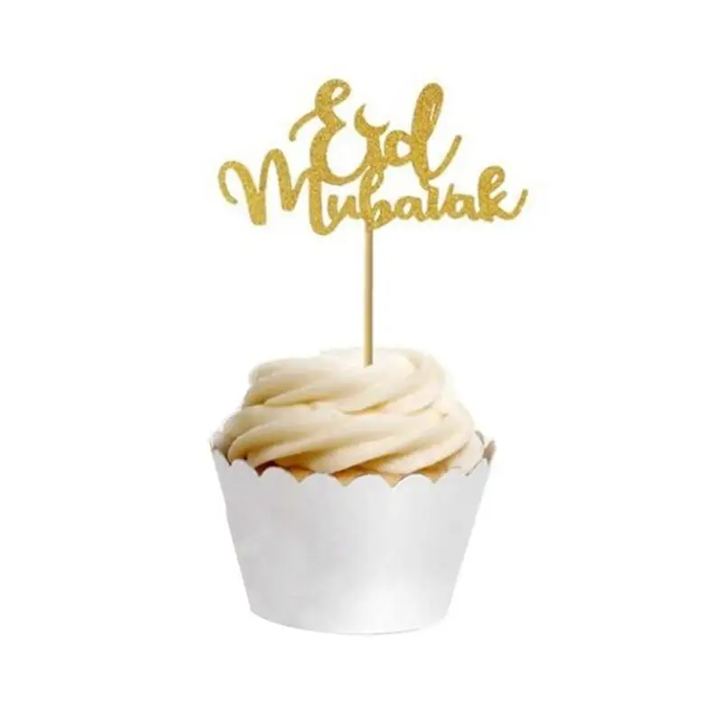 

5 Pcs Eid Mubarak Ramadan Wedding Cake Topper Muslim Islam Baking Cake Decor