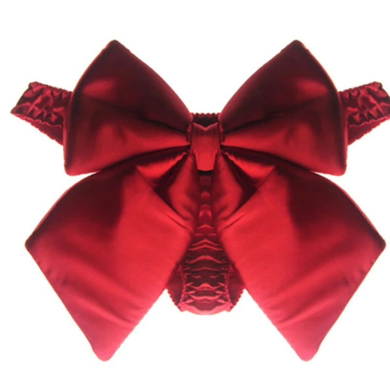 

hirigin Tempting Sexy Women's G-string Lingerie Solid Color Oversize Big Bow Knot Black Red Underwear Cotton Briefs