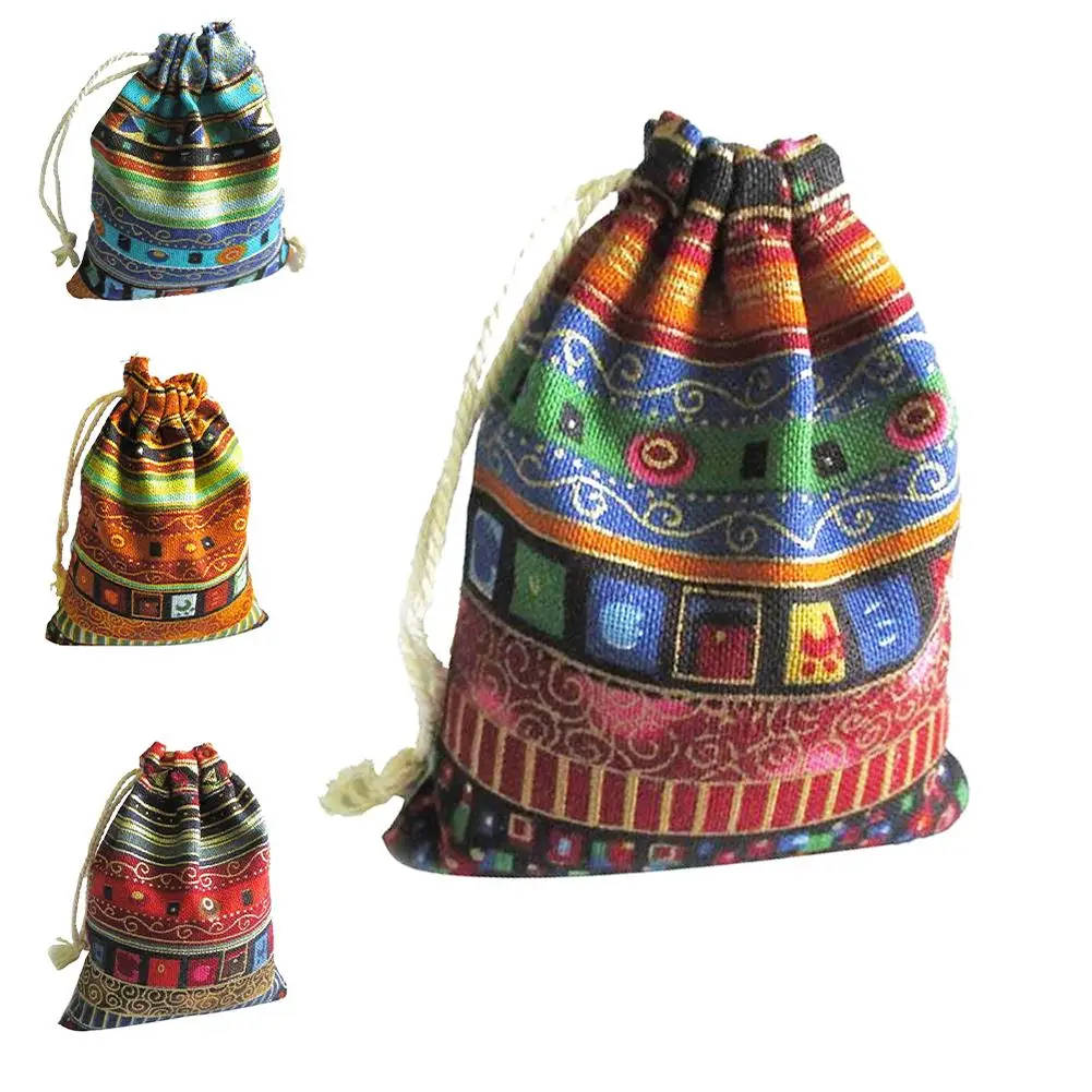 

10Pcs Double Drawstring Jewelry Pouches Empty Embroidery DIY Sachet Storage Bag