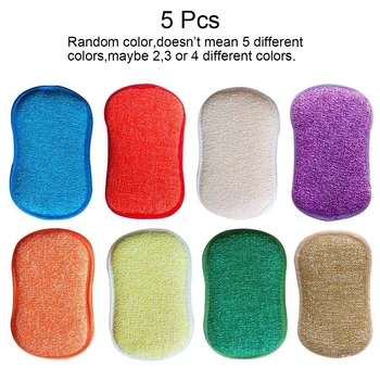 

BMBY-Antibacterial Microfiber Kitchen Scouring Pads Double Side Sponges Scourer Non Odor Dish Scrubber Brush, Great for Non St