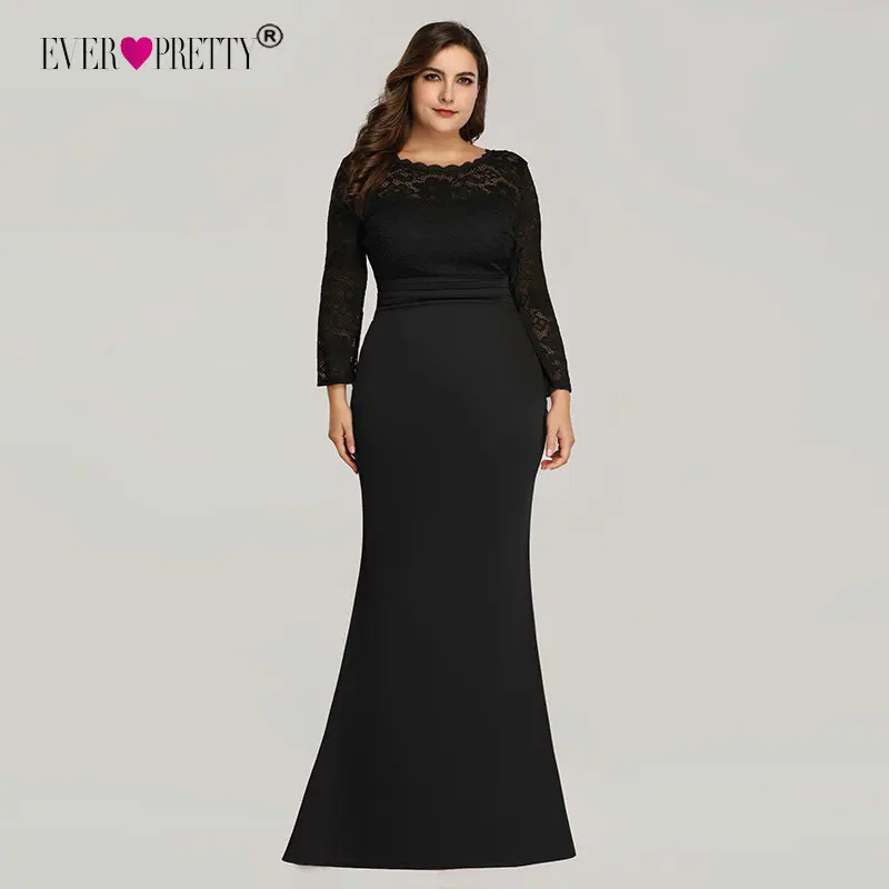 Ever Pretty Evening Dresses Long 2018 Black Mermaid Long Sleeve Lace Winter Autumn Satin Elegant Long Party Gowns for Wedding Ever Pretty Evening Dresses Long 2018 Black Mermaid Long Sleeve Lace Winter Autumn Satin Elegant Long Party Gowns for Wedding