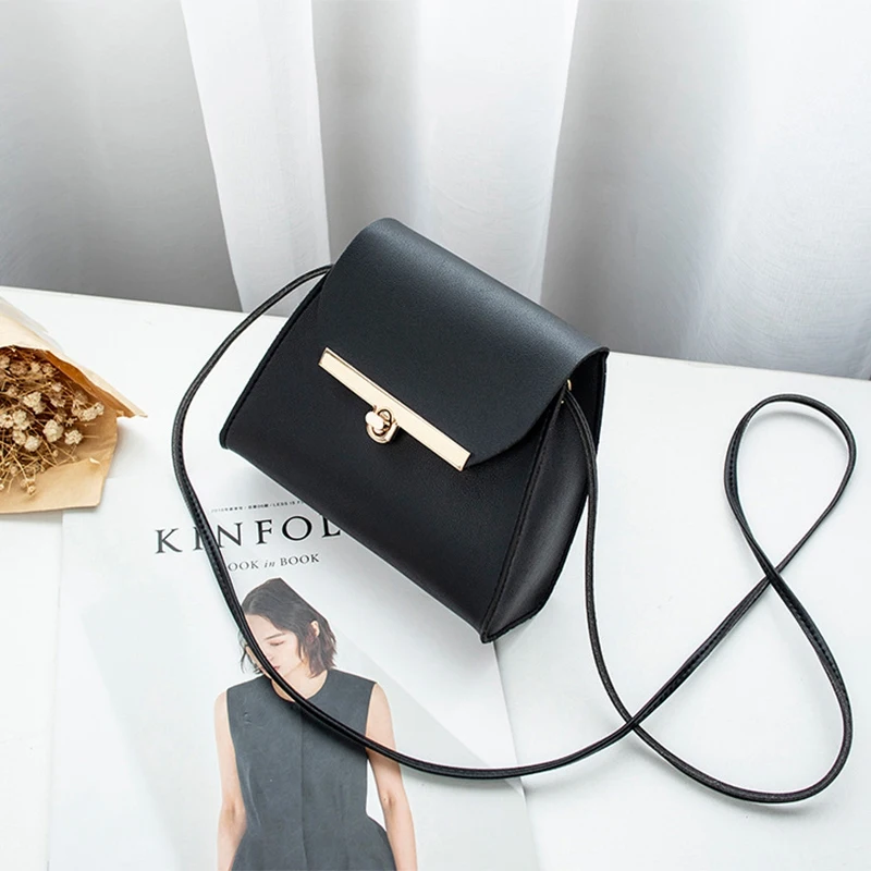 Simple Flap Shoulder Pu Leather Bags Women Girls Pure Color Mini Messenger Chest Bag Crossbody Handbags