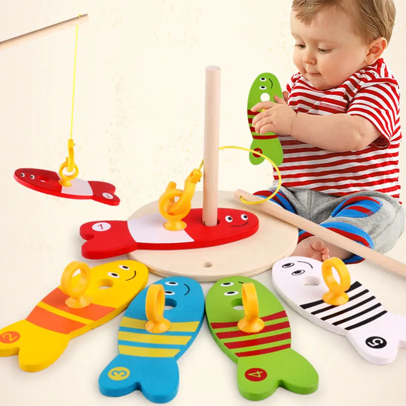 

8Pcs Montessori Materials Educational Stories Learning Wooden Toys for Children Puzzle Fishing Digital Column Funny Kid Toy Gift