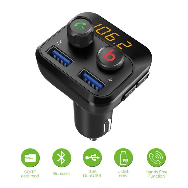 Адаптер AOZBZ с двумя USB-портами для быстрой зарядки FM-трансмиттер модулятор