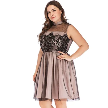 

Summer Dresses Women'S Fashion Slim Sexy Hollow Out Formal Evening Party Dress Vestidos Casual Office Lady Lace Mesh Midi Dress