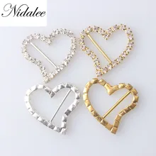 

28mm 1 1/10" Heart shape rhinestone embellishment DIY accessories decoration buckle for wedding invitation card ribbon slider