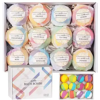 

12Pcs Ball Shape Bath Bombs Oil Control Exfoliating Natural Shower Spa Care Bath Bombs Ball Rose/Green tea/Lavender/Lemon/Milk