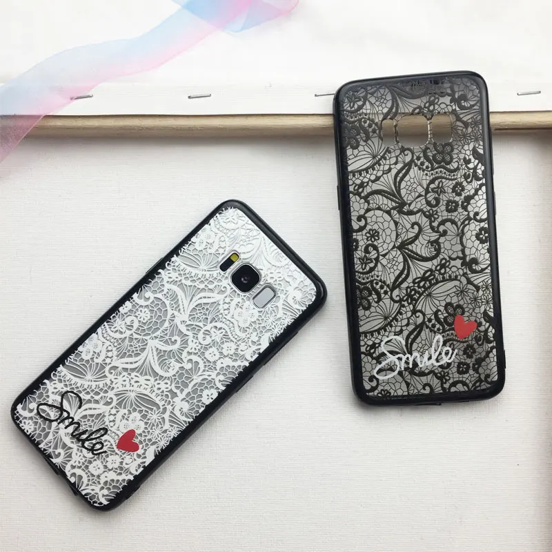Чехол с кружевным и цветочным принтом для Samsung S9 S7 A6 A5 S8 plus A530 Edge J7 жесткий чехол