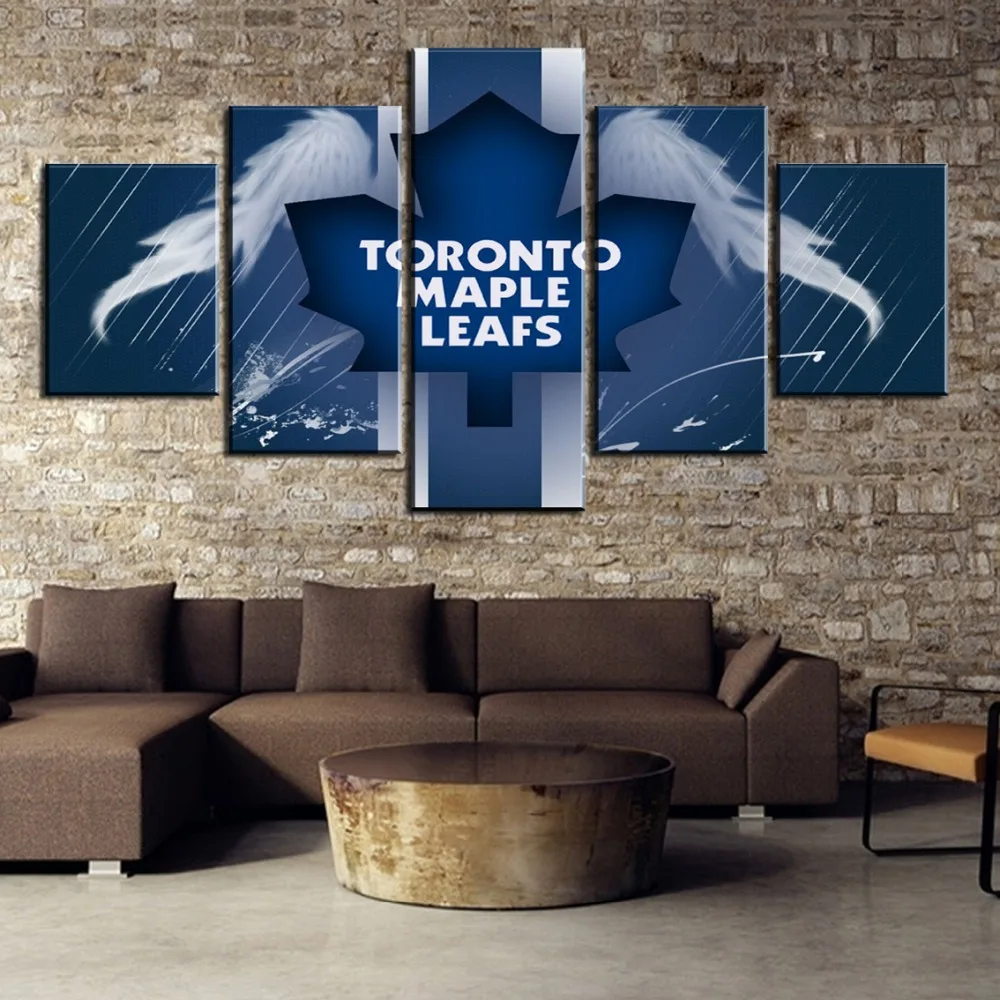 

5 Panel Canvas Art Ice Hockey Leaves Sport Logo Cuadros Decoracion Paintings on Canvas Wall Art for Home Decorations Wall Decor1