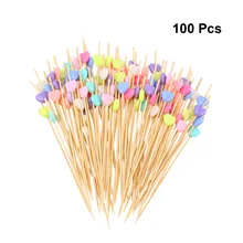 100 шт. 12 см Коктейльные шпажки ручной работы в форме сердца из бисера Вечерние поставки Шпажки для фруктов трубочки для аперитива для Свадебная вечеринка банкет