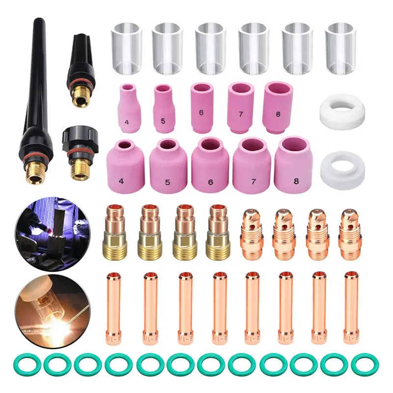 10x TIG Welding Torch Stubby Gas Lens Cup Pyrex Glass Set Kit For WP-17//18//26