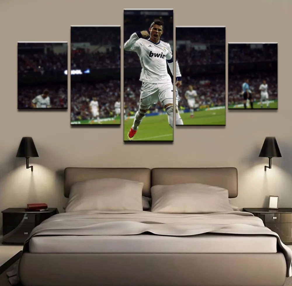 

Canvas Painting Wall Art Framework HD Prints Soccer Soprt 5 Pieces Cristiano Ronaldo Portuguese Poster Bedroom Decorative
