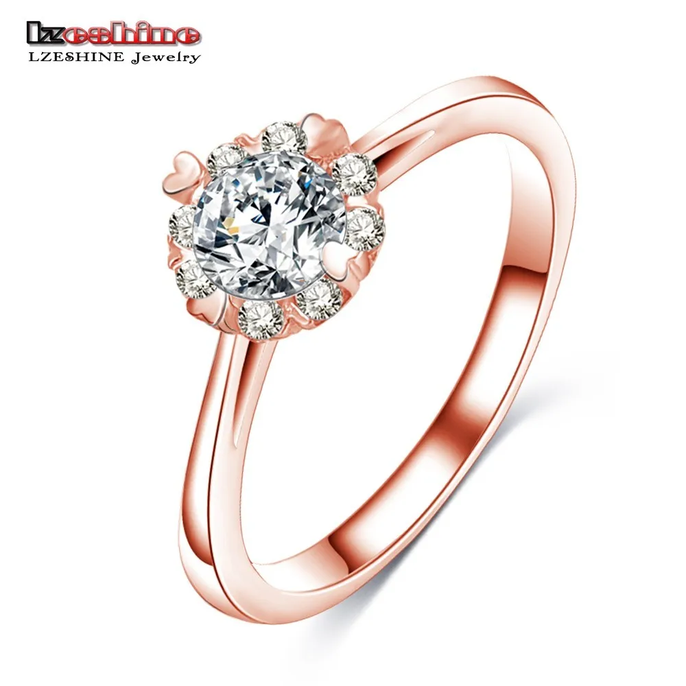 

LZESHINE Wholesale Wedding Brand Elegant Queen Ring Silver/Rose Gold Color Round Cut AAA Cubic Zirconia Inlayed Rings