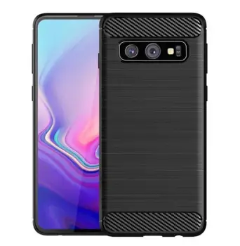 

50pcs/lot free shipping Carbon Fiber Silicone TPU Back Case For Samsung Galaxy S10 S10lite S10PLUS A8S