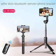 Алюминиевый bluetooth remote selfie stick, все в одном, складной штатив Bluetooth с Беспроводной затвора, телефон кронштейн, до 90 см