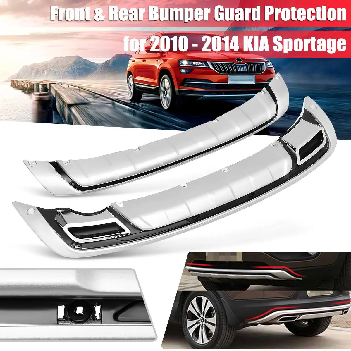 

Car Front and Rear Bumper Guard Board Protection for KIA Sportage 2010-2014 Car Styling Exterior Accessories