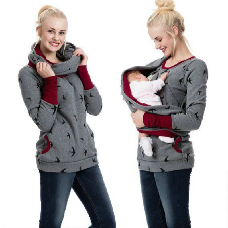 

Wisefin Maternity Clothes For Women Dot Pregnancy Hooded Tops T-Shirt Winter Breastfeeding Nursing Pregnant Tee Shirt Autumn