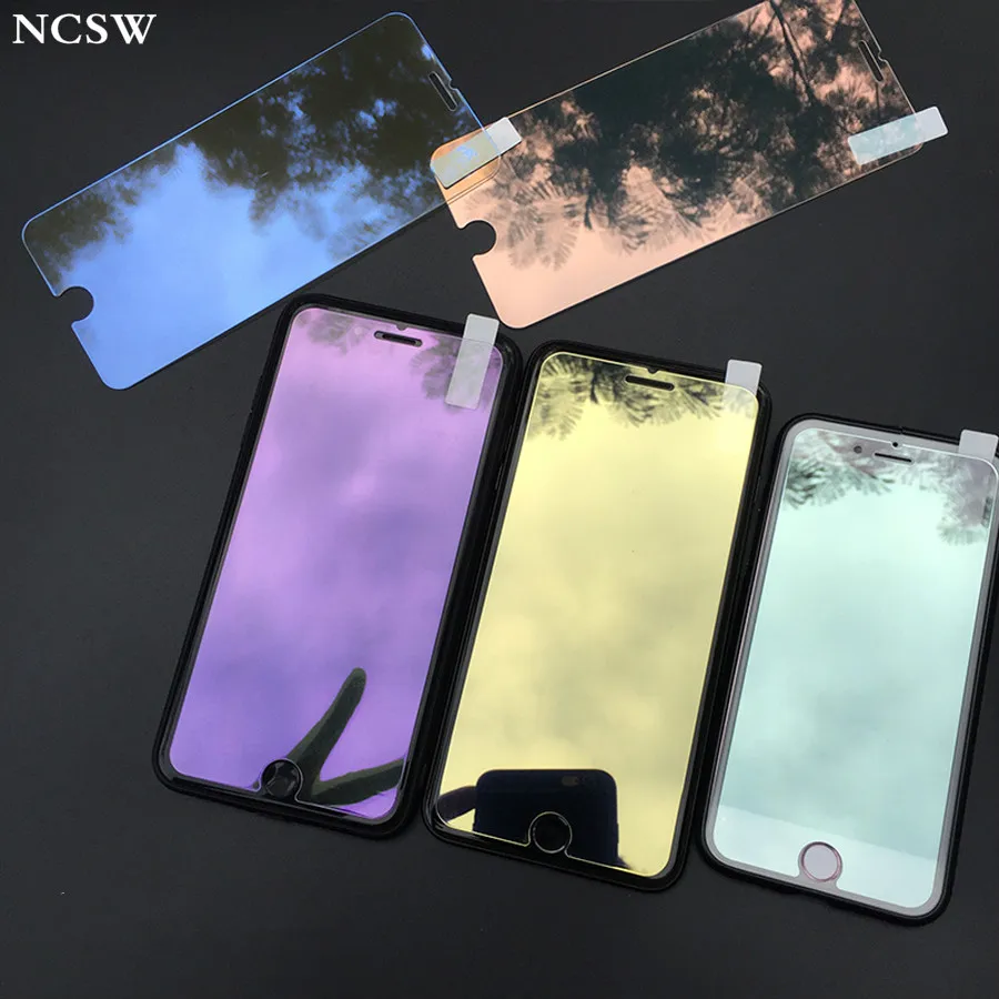 

Luxury Colorful Mirror Plating Tempered glass For iPhone X 8 7 plus 6 6s screen protector cover Toughened Protective Guard Film